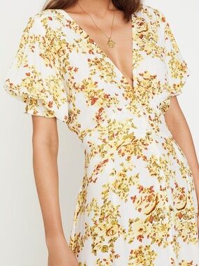 Floral Yellow Midi Dress Faithfull the Brand